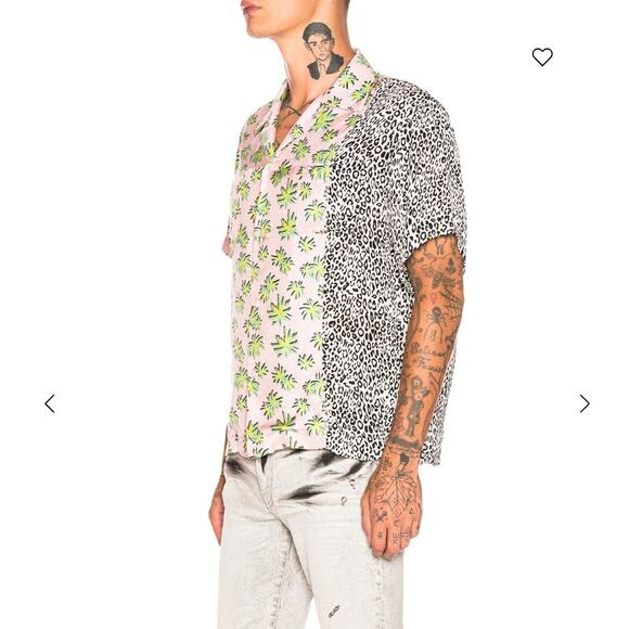 Amiri Shirt Mens XL Split Palm Leopard Silk Camp Button Up Tropical Edgy Luxury - Picture 2 of 14